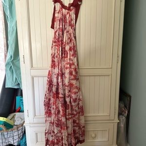 Free People Tropical Toil Maxi Dress In rust color In Jungle combo